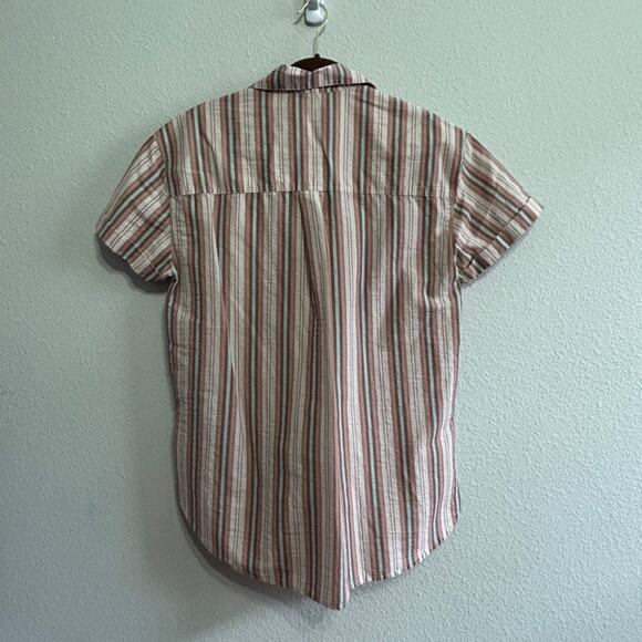 Free People Oversized Striped Button Down Top Coastal Casual Boho Small Oversize - Picture 3 of 7